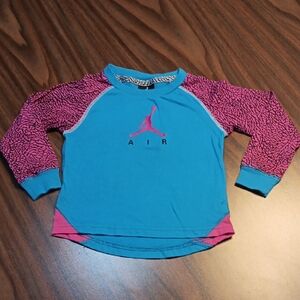 Jordan Kids Teal and Magenta Long Sleeve Tee